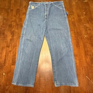 Vtg Pointer Brand Carpenter Jeans Mens 40x30 Blue Denim Made in USA Workwear